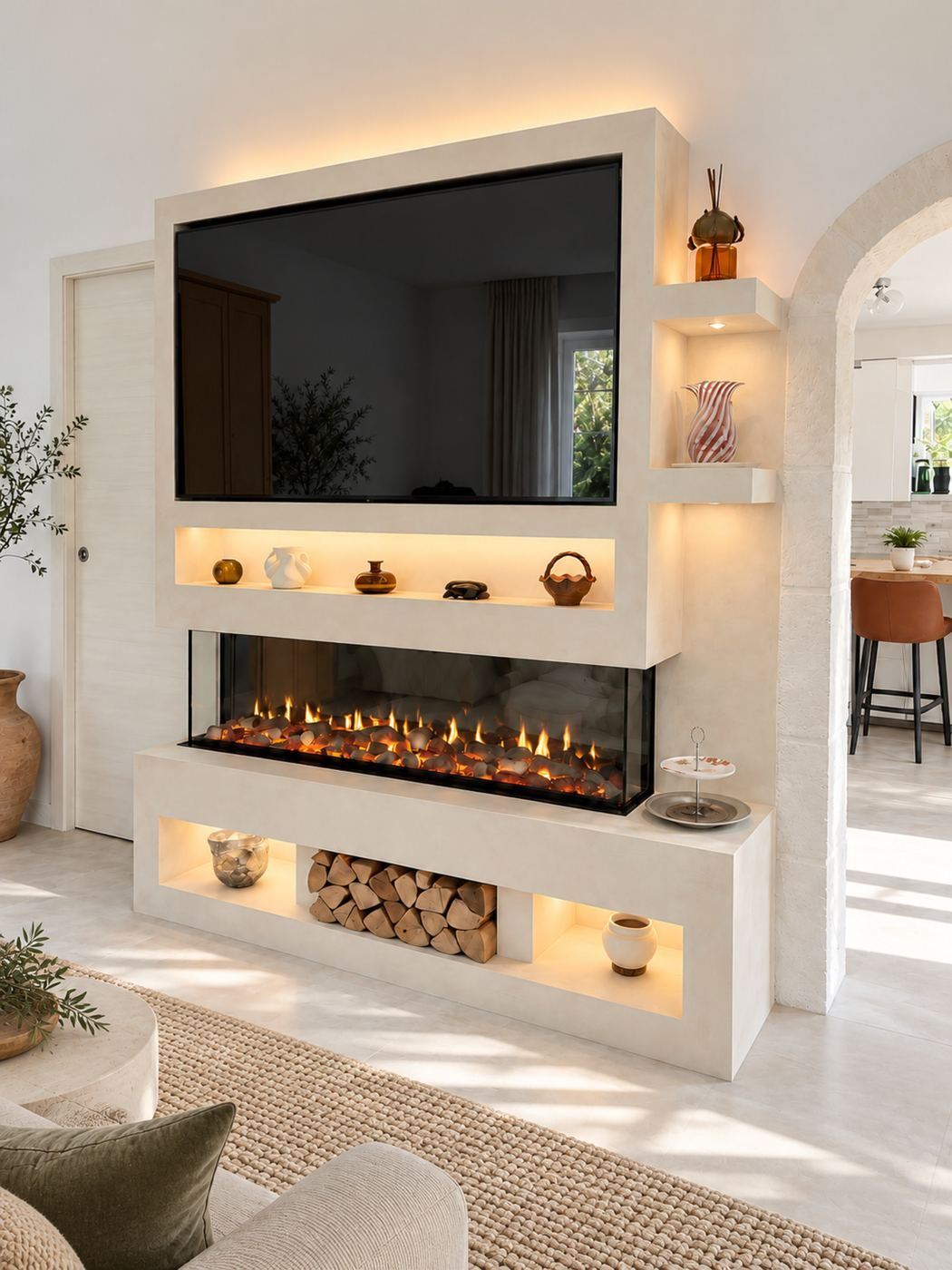 Stone-effect Fireplace Wall