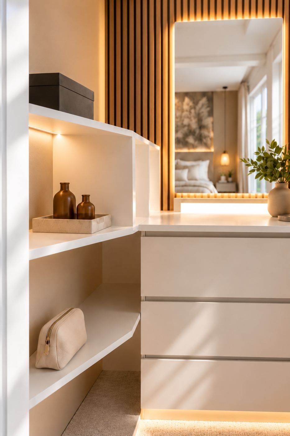 Drawers and mirror