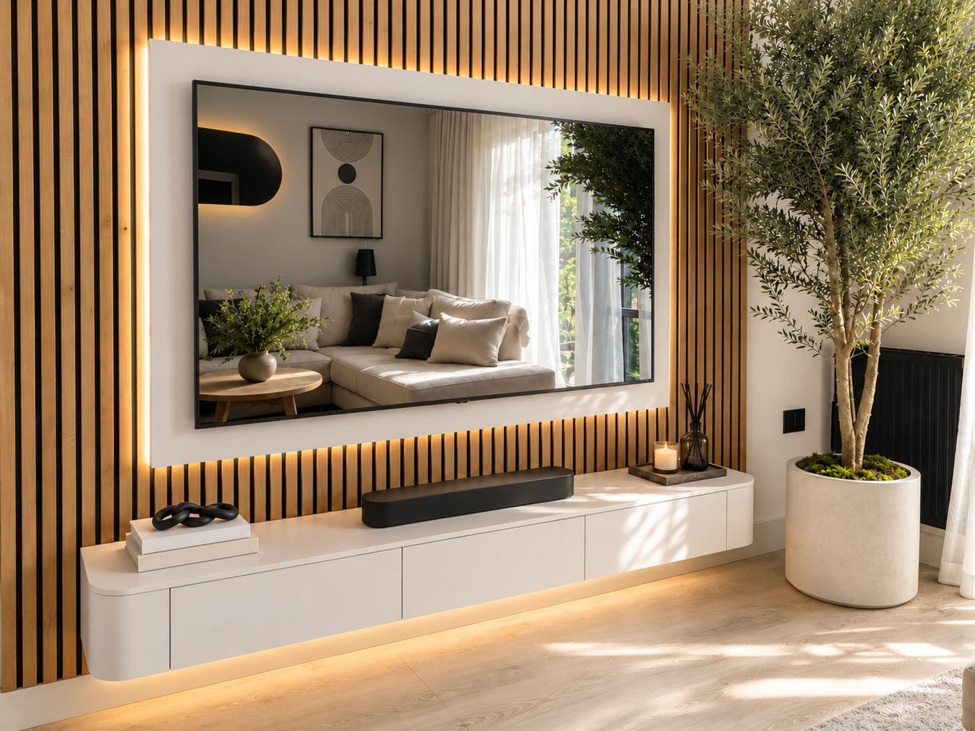 Slatted Media Wall