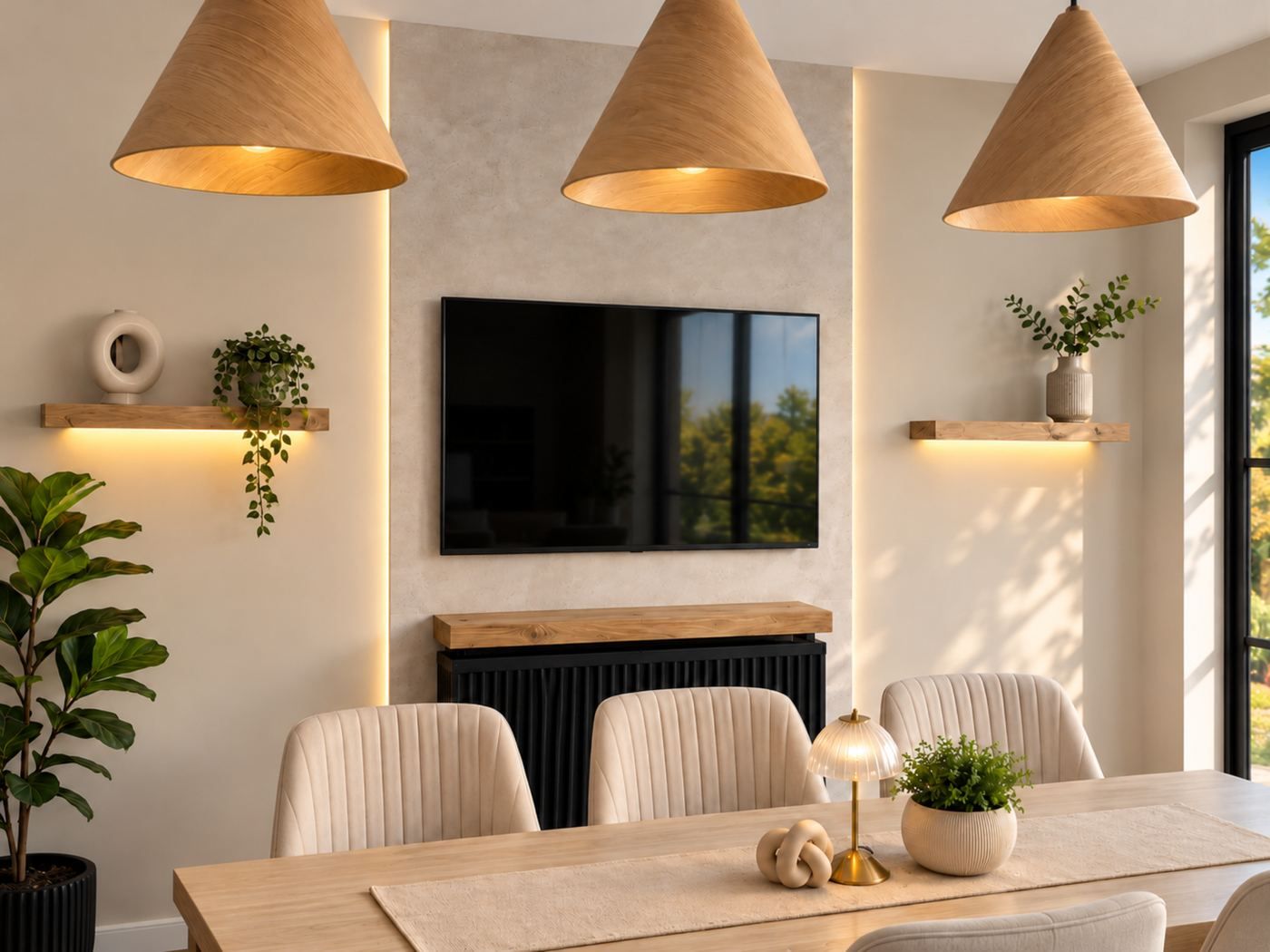 Dining Room Stone-Effect Feature