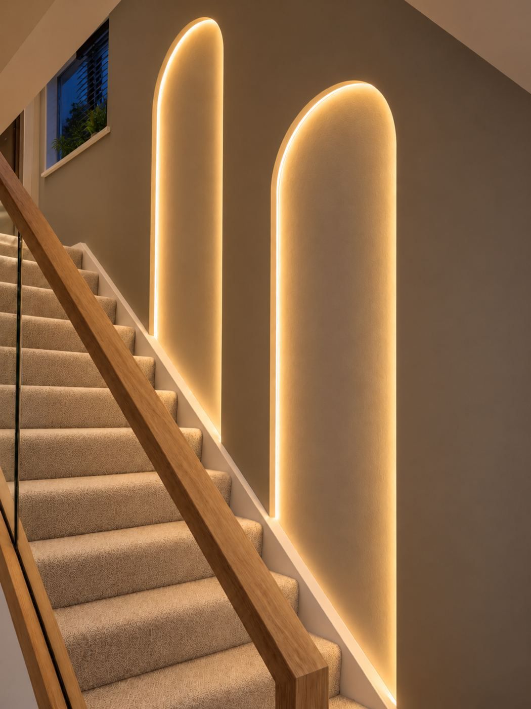Staircase Arch Lighting, evening
